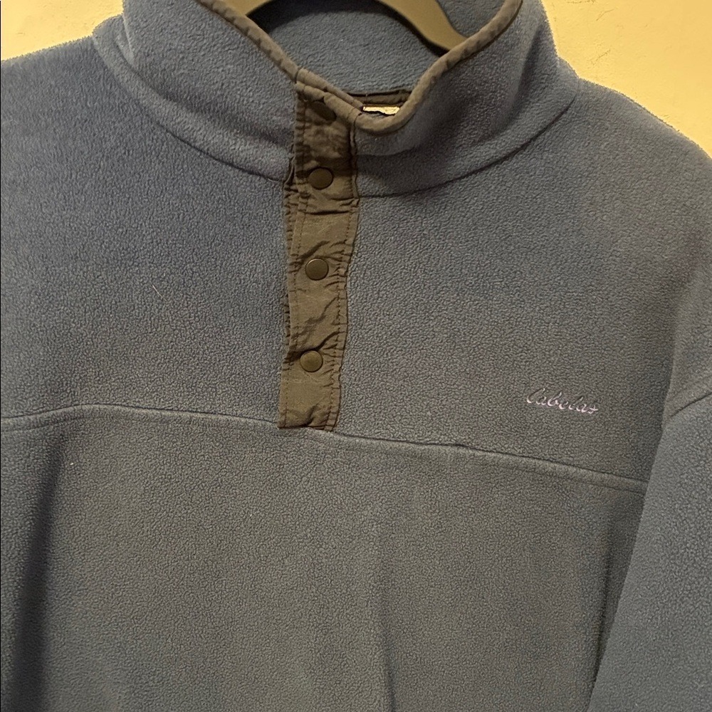 EUC Cabela's  Navy Button-Front Funnel Neck Fleece Pullover Large